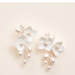 Dareth Colburn White Floral Pearl Earrings